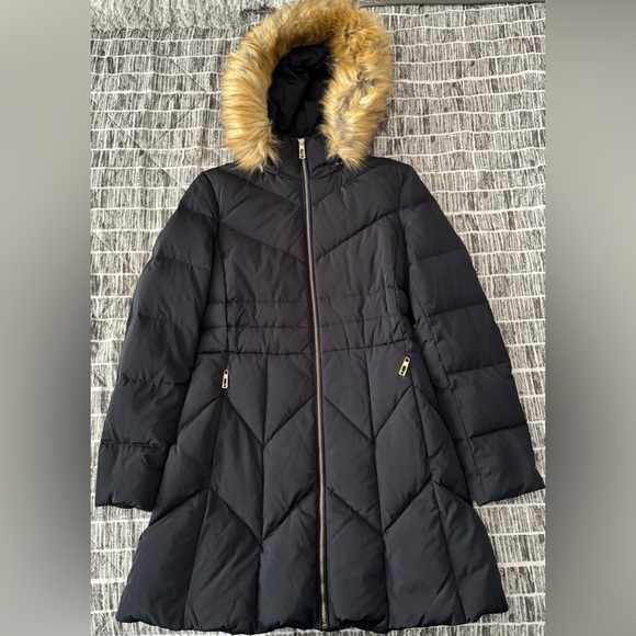 NWOT IVANKA TRUMP WOMEN NAVY BLUE PUFFER MID LENGHT WINTER COAT SIZE S - Picture 1 of 3